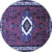 Round Machine Washable Persian Blue Traditional Rug, wshtr716blu