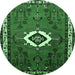 Round Persian Emerald Green Traditional Rug, tr716emgrn