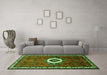 Machine Washable Persian Green Traditional Area Rugs in a Living Room,, wshtr716grn