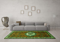 Machine Washable Persian Green Traditional Rug, wshtr716grn