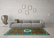 Machine Washable Persian Turquoise Traditional Area Rugs in a Living Room,, wshtr716turq