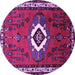 Round Machine Washable Persian Purple Traditional Area Rugs, wshtr716pur