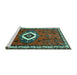 Sideview of Machine Washable Persian Turquoise Traditional Area Rugs, wshtr716turq