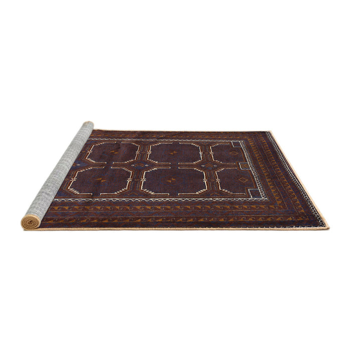 Sideview of Machine Washable Traditional Bakers Brown Rug, wshtr717