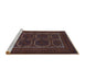 Sideview of Machine Washable Traditional Bakers Brown Rug, wshtr717