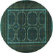 Round Machine Washable Persian Turquoise Traditional Area Rugs, wshtr717turq