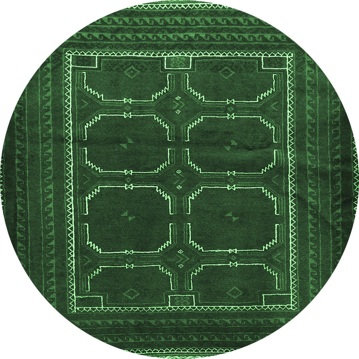 Round Persian Emerald Green Traditional Rug, tr717emgrn