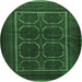 Round Persian Emerald Green Traditional Rug, tr717emgrn