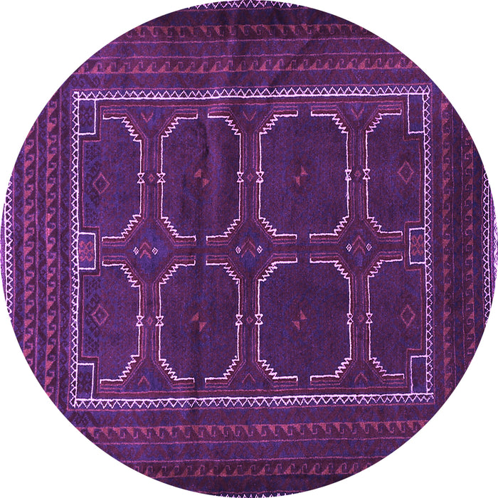 Round Persian Purple Traditional Rug, tr717pur