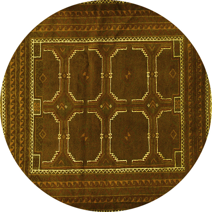 Round Persian Yellow Traditional Rug, tr717yw