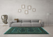 Machine Washable Persian Turquoise Traditional Area Rugs in a Living Room,, wshtr717turq