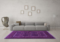 Machine Washable Persian Purple Traditional Rug, wshtr717pur