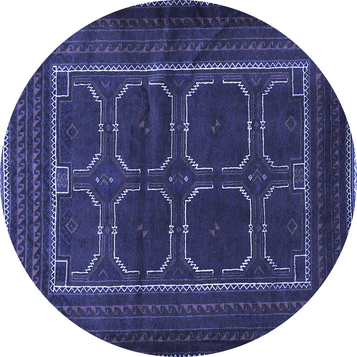 Round Machine Washable Persian Blue Traditional Rug, wshtr717blu