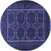 Round Machine Washable Persian Blue Traditional Rug, wshtr717blu