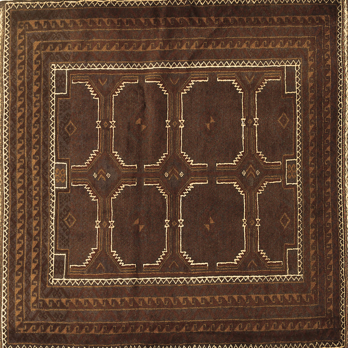 Square Machine Washable Persian Brown Traditional Rug, wshtr717brn