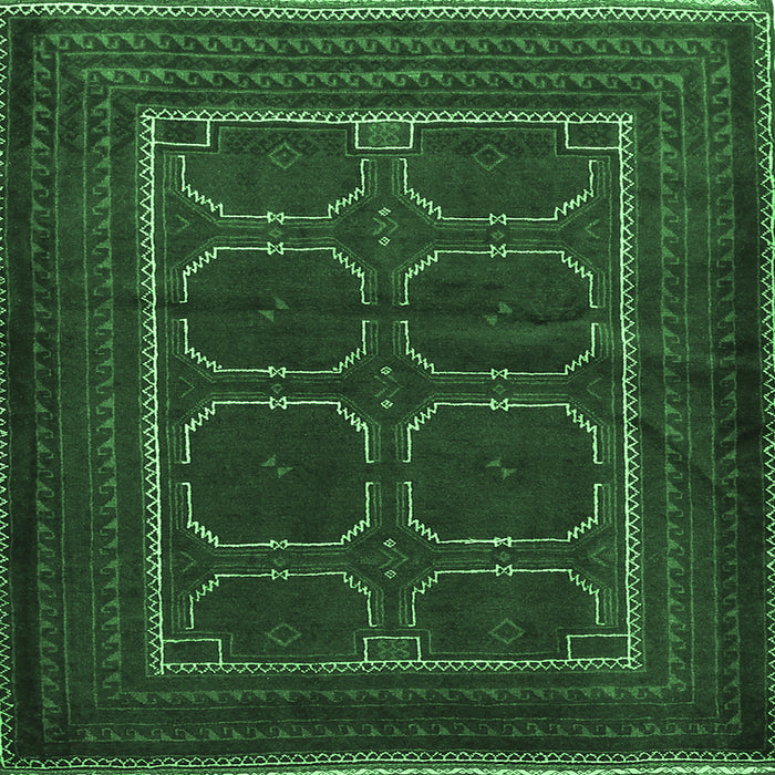 Square Machine Washable Persian Emerald Green Traditional Area Rugs, wshtr717emgrn