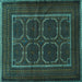 Square Machine Washable Persian Turquoise Traditional Area Rugs, wshtr717turq