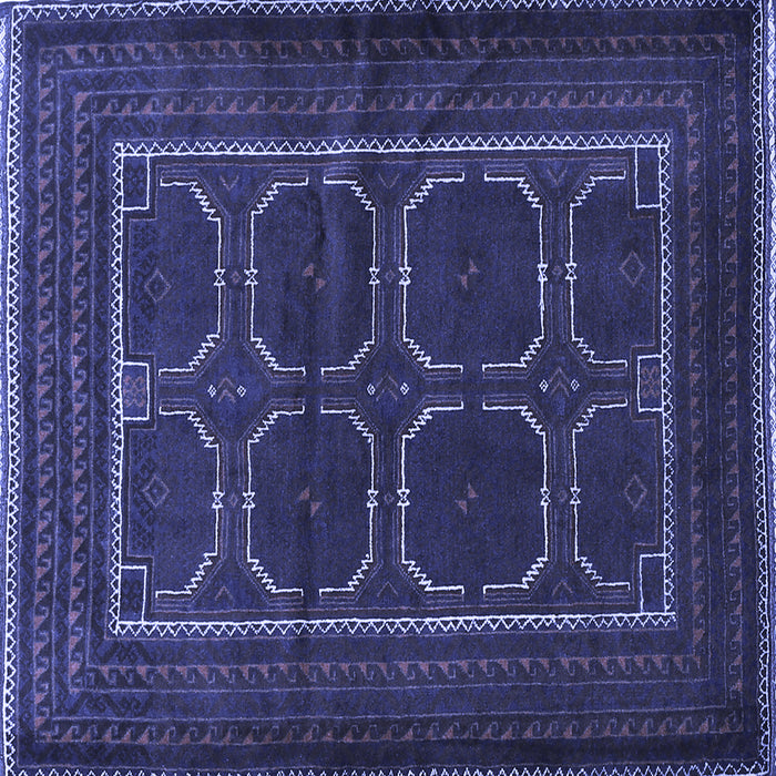 Square Machine Washable Persian Blue Traditional Rug, wshtr717blu