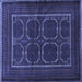 Square Machine Washable Persian Blue Traditional Rug, wshtr717blu