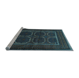 Sideview of Machine Washable Persian Light Blue Traditional Rug, wshtr717lblu