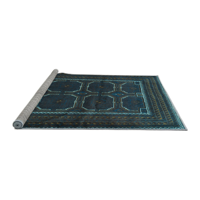Sideview of Machine Washable Persian Light Blue Traditional Rug, wshtr717lblu