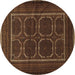 Round Persian Brown Traditional Rug, tr717brn