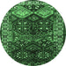 Round Persian Emerald Green Traditional Rug, tr718emgrn