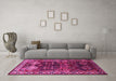 Machine Washable Persian Pink Traditional Rug in a Living Room, wshtr718pnk