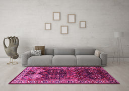 Machine Washable Persian Pink Traditional Rug in a Living Room, wshtr718pnk