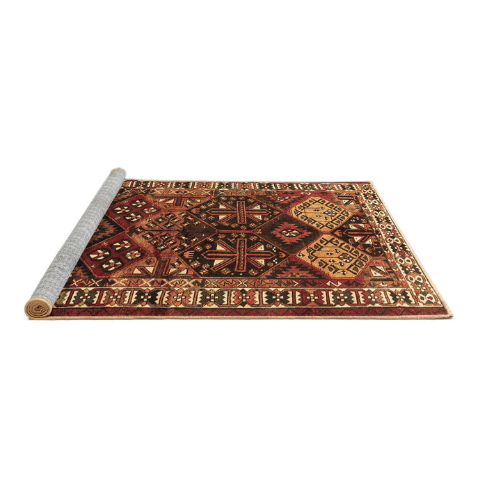 Sideview of Machine Washable Persian Brown Traditional Rug, wshtr718brn