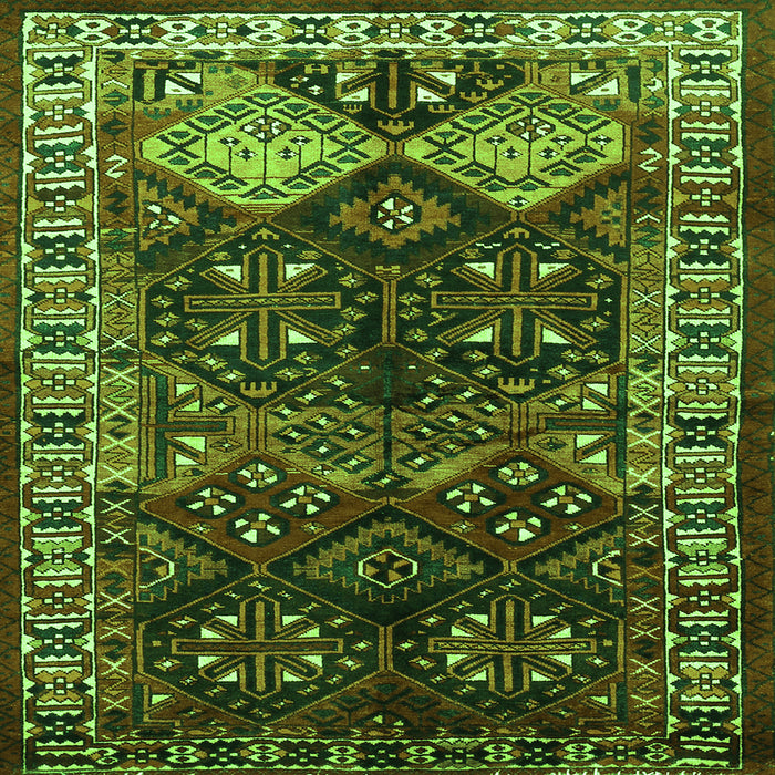 Round Machine Washable Persian Green Traditional Area Rugs, wshtr718grn