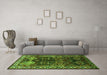 Machine Washable Persian Green Traditional Area Rugs in a Living Room,, wshtr718grn