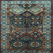 Square Machine Washable Persian Light Blue Traditional Rug, wshtr718lblu