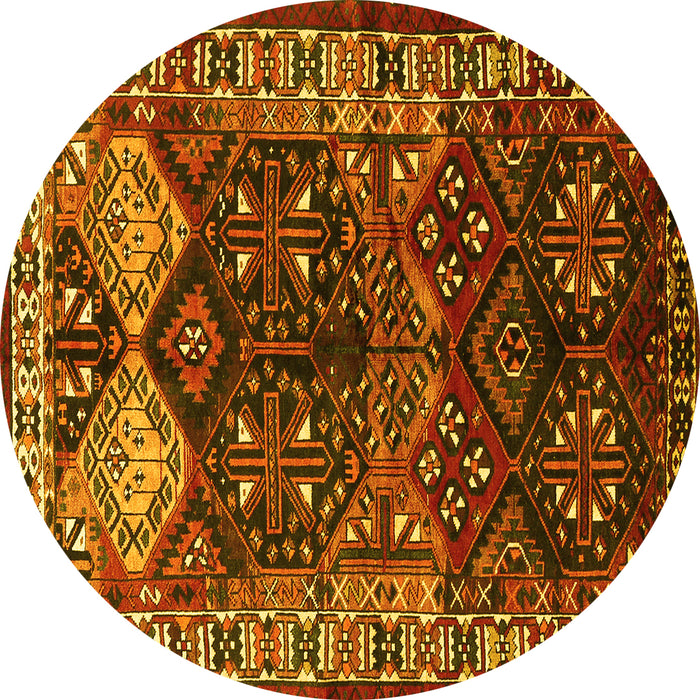 Round Persian Yellow Traditional Rug, tr718yw
