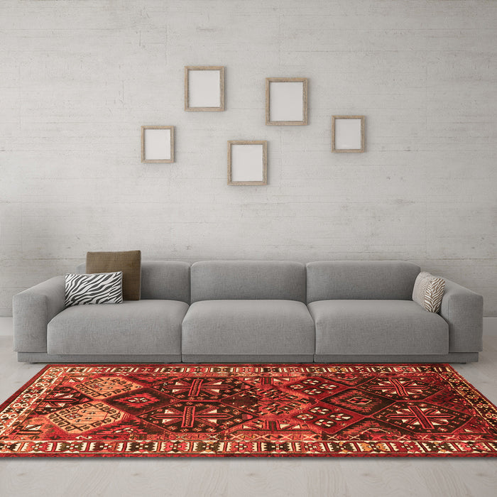 Machine Washable Persian Orange Traditional Area Rugs in a Living Room, wshtr718org