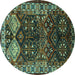Round Persian Turquoise Traditional Rug, tr718turq