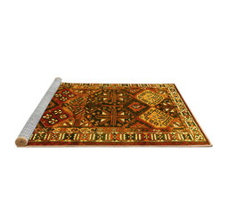 Sideview of Machine Washable Persian Yellow Traditional Rug, wshtr718yw