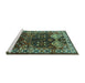 Sideview of Machine Washable Persian Turquoise Traditional Area Rugs, wshtr718turq