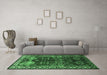 Machine Washable Persian Emerald Green Traditional Area Rugs in a Living Room,, wshtr718emgrn