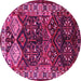 Round Persian Pink Traditional Rug, tr718pnk