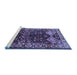 Sideview of Machine Washable Persian Blue Traditional Rug, wshtr718blu