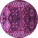 Round Machine Washable Persian Purple Traditional Area Rugs, wshtr718pur