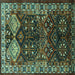 Square Persian Turquoise Traditional Rug, tr718turq
