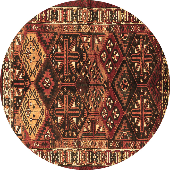 Round Persian Brown Traditional Rug, tr718brn