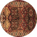 Round Machine Washable Persian Brown Traditional Rug, wshtr718brn