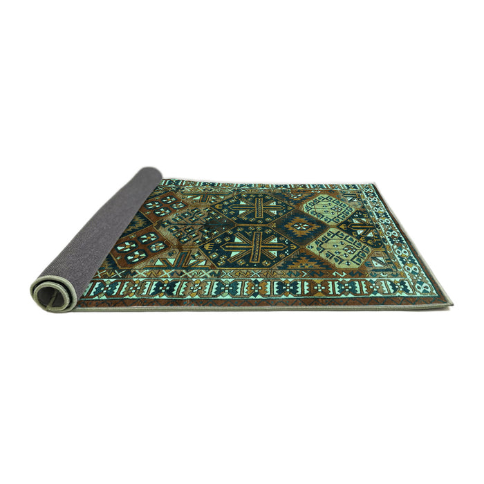 Sideview of Persian Turquoise Traditional Rug, tr718turq
