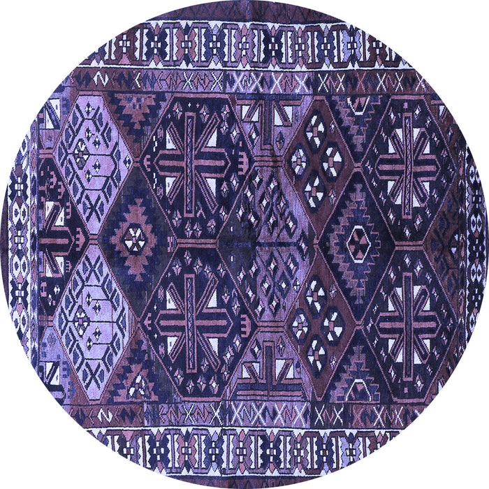 Round Machine Washable Persian Blue Traditional Rug, wshtr718blu