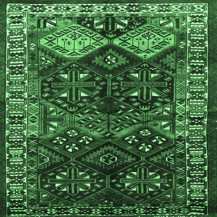 Square Persian Emerald Green Traditional Rug, tr718emgrn