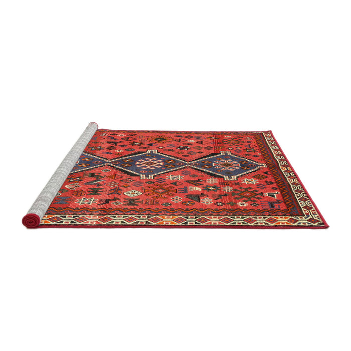 Sideview of Machine Washable Traditional Rust Pink Rug, wshtr719