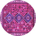 Round Machine Washable Persian Purple Traditional Area Rugs, wshtr719pur